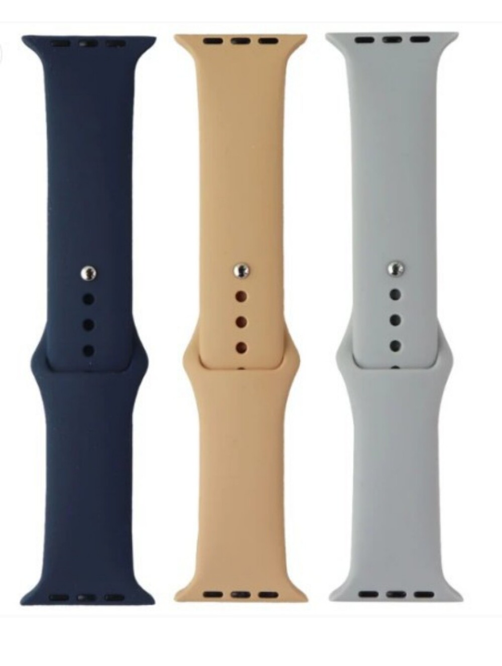 PureGear Soft‑Touch Apple Watch Band 3‑Pack (42/44/45mm)  Navy, Tan & Gray – NWT